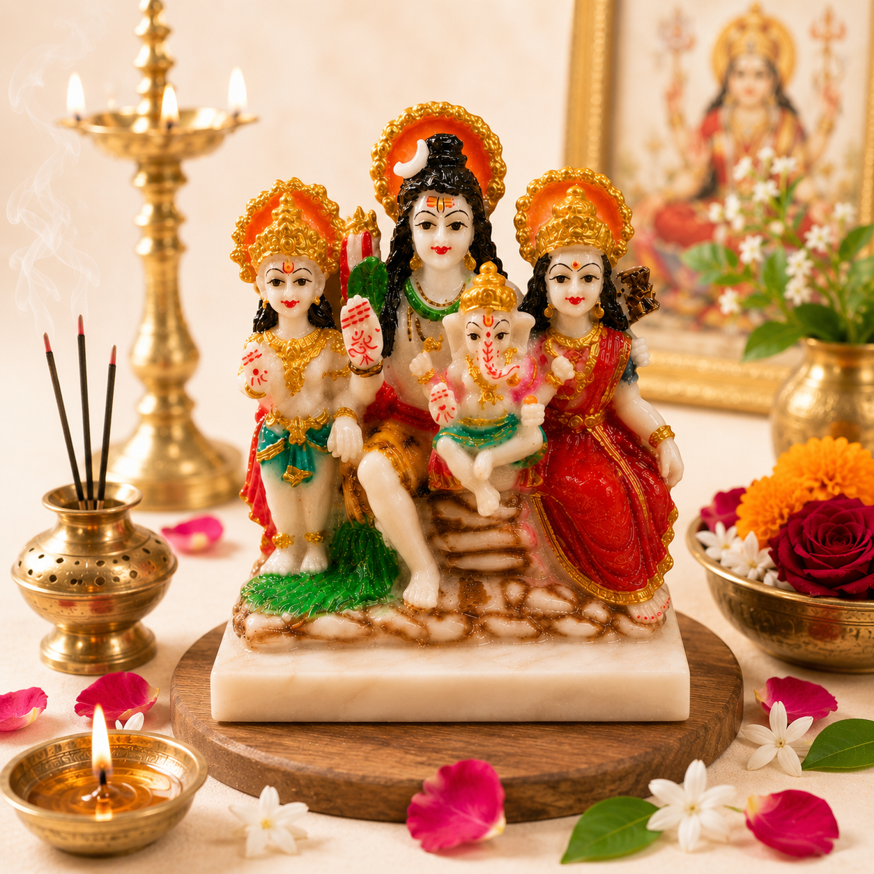 Shiv Parivar Murti – Divine Symbol of Family Harmony, Protection & Spiritual Power (6 inch) Murti