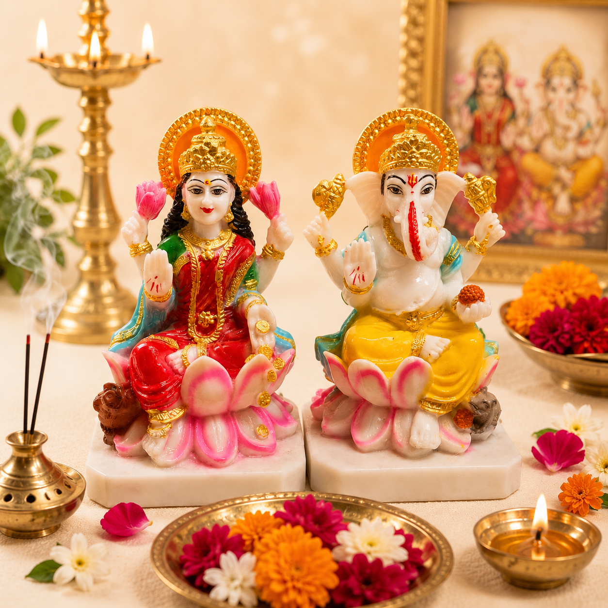 Ganesh Lakshmi Ji – Divine Symbol of Prosperity, Wisdom & Blessings (Murti)