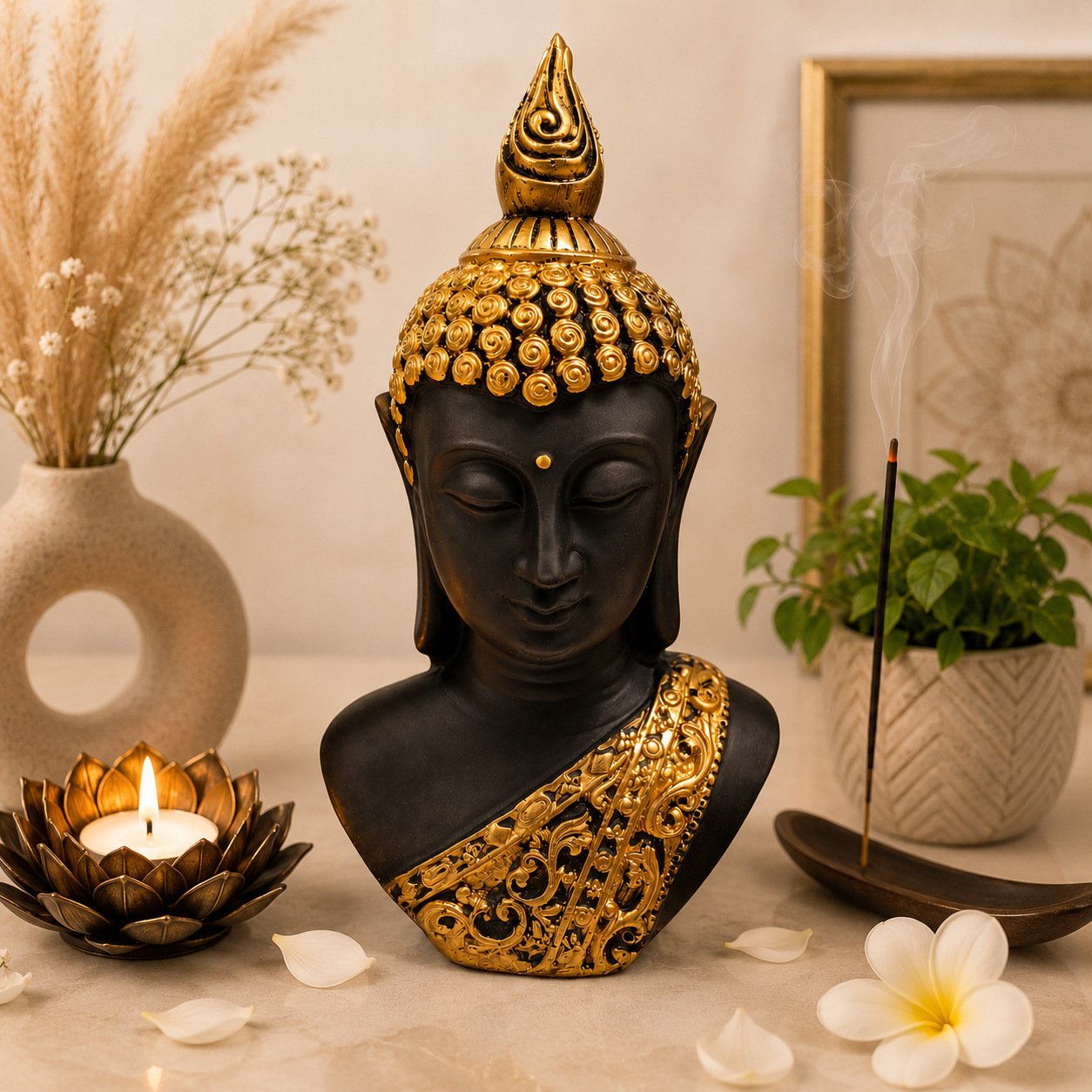 Buddha Statue for Home Décor – Elegant Lord Buddha Showpiece for Peace & Positivity