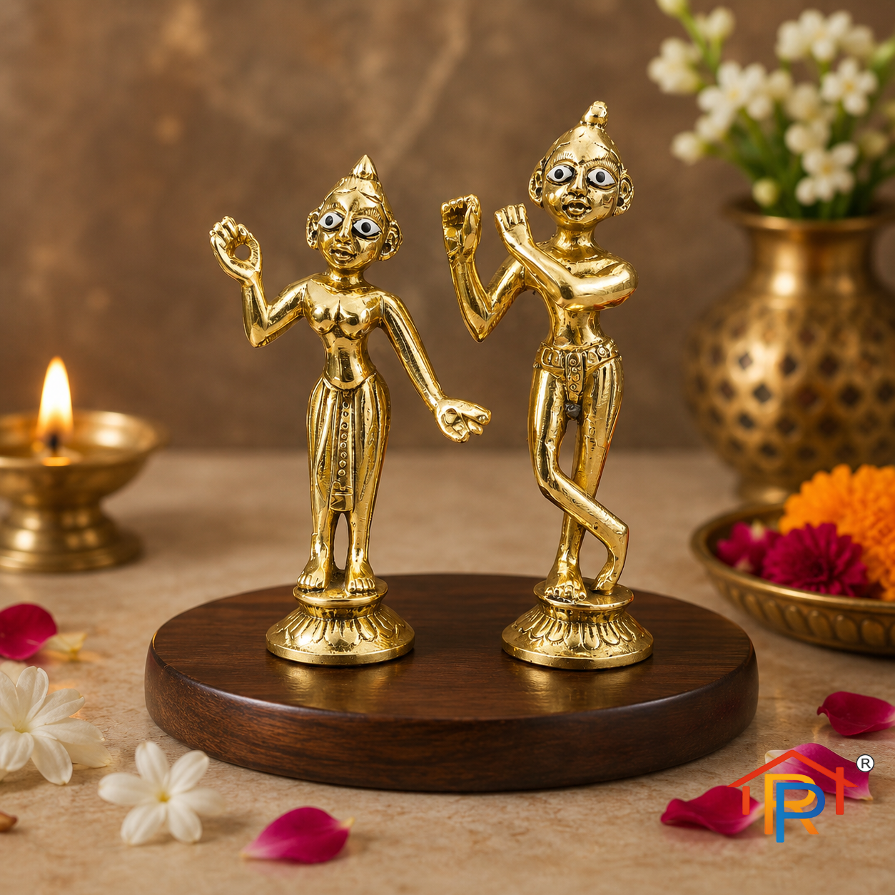 RP PoojaGhar Laddu Gopal Brass Idol | Bal Gopal Krishna Murti for Home Mandir, Puja & Janmashtami