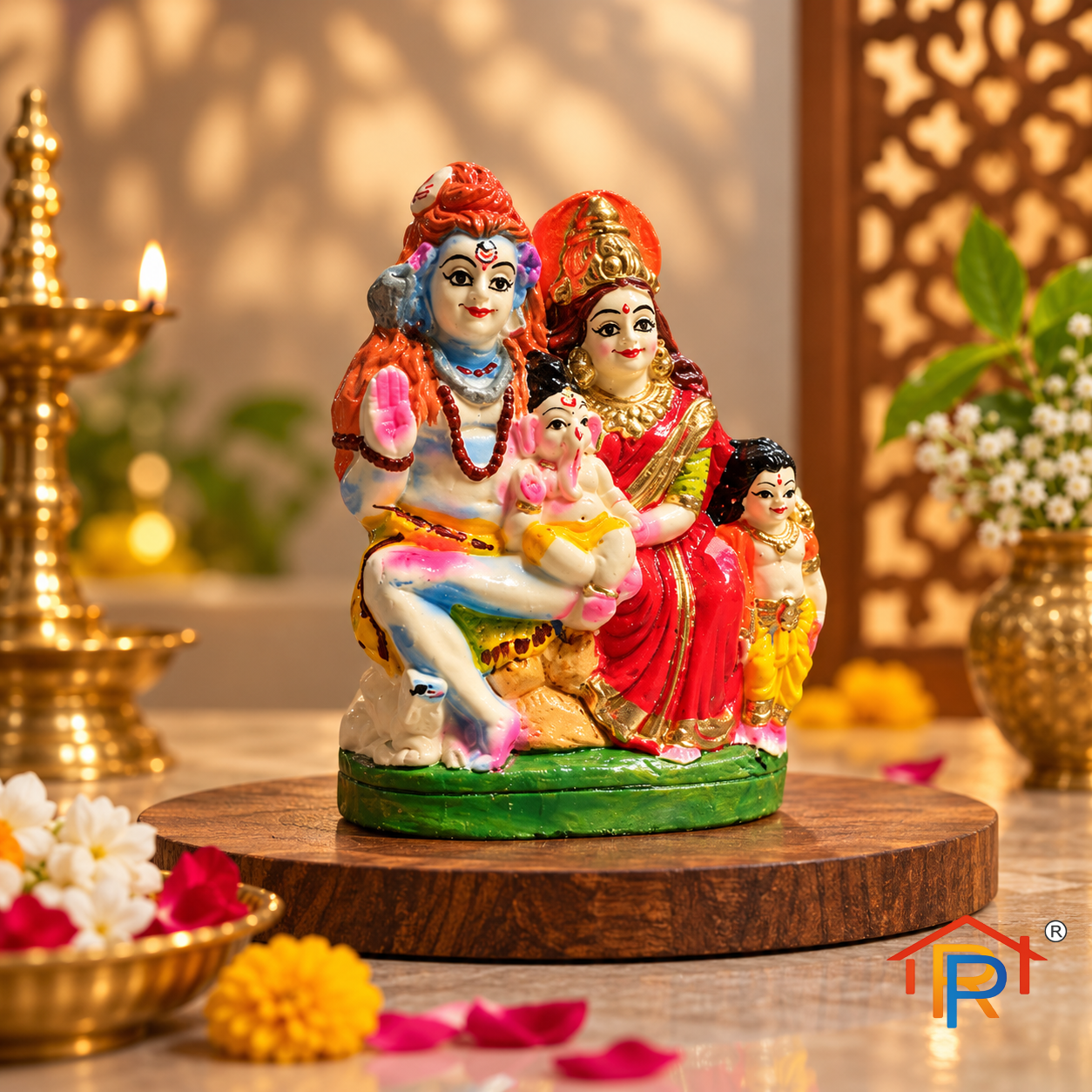RP PoojaGhar Shiv Parivar Decorative Idol | Lord Shiva Family Murti for Home Temple
