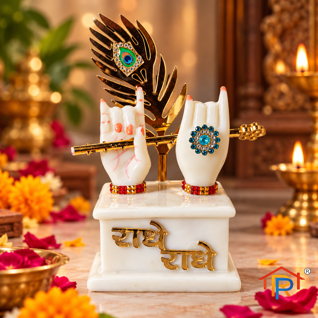 RP PoojaGhar Radhe Krishna Flute | Decorative Krishna Bansuri for Puja, Home Temple & Spiritual Décor