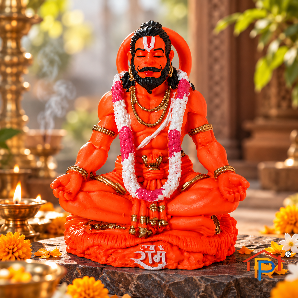 RP PoojaGhar Pawanputra Idol | Lord Hanuman Murti for Puja, Home Temple, Office & Devotional Décor