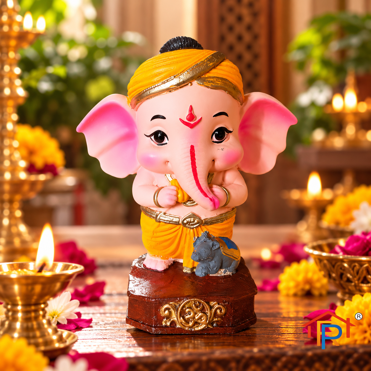 RP PoojaGhar Gajanan Murti | Lord Ganesha Idol for Puja, Home Temple, Office & Devotional Décor