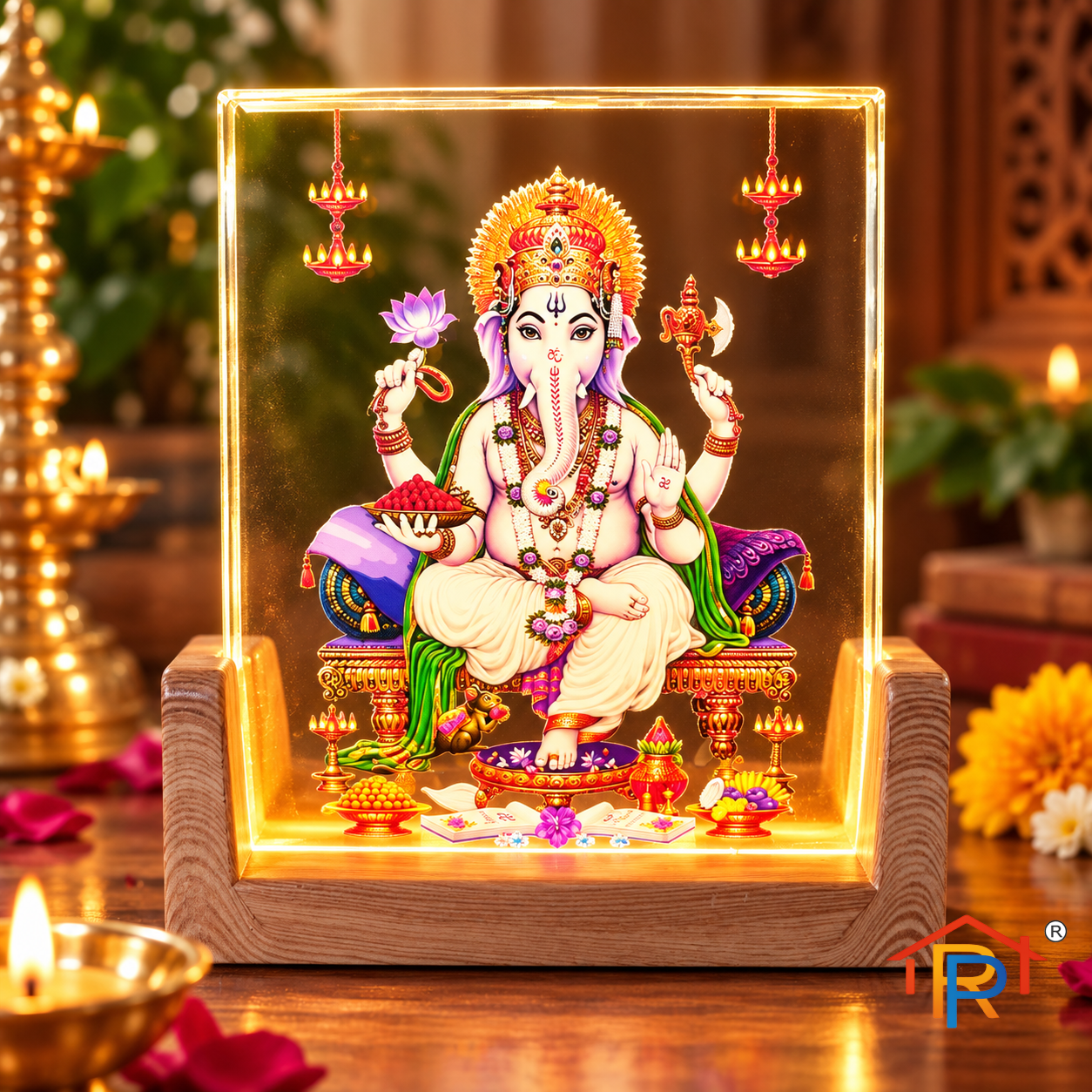 RP PoojaGhar Vighnaharta Idol | Lord Ganesha Murti for Puja, Home Temple, Office & Devotional Décor
