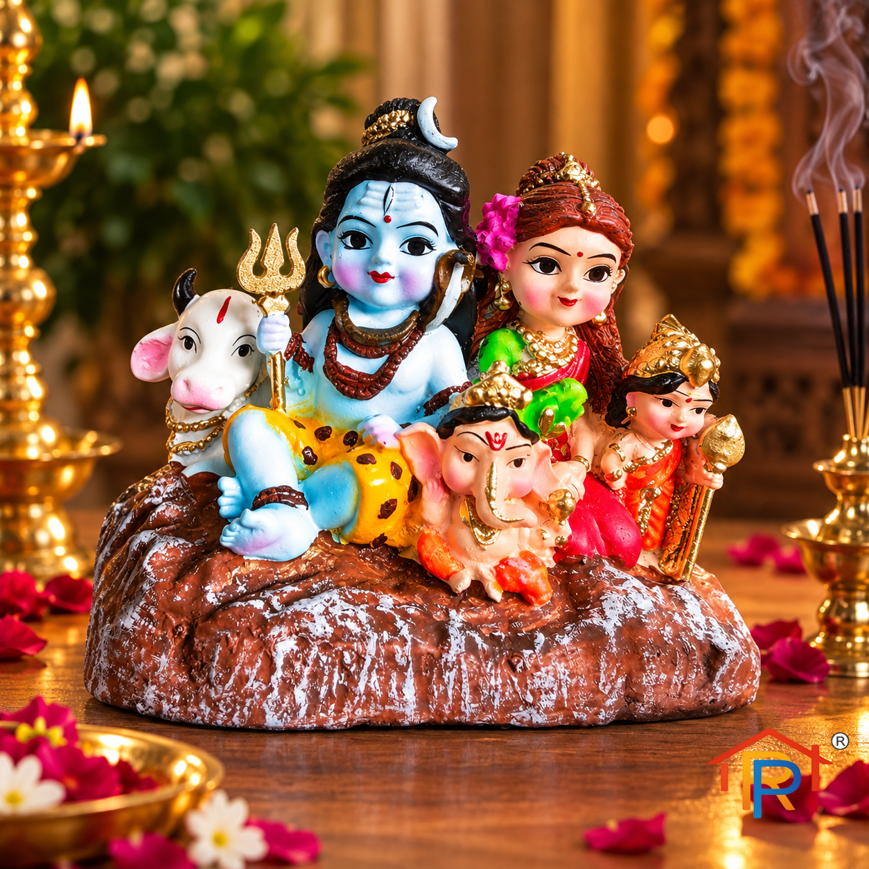 RP PoojaGhar Shiv Parvati Murti | Lord Shiva & Goddess Parvati Idol for Puja, Home Temple & Devotional Décor