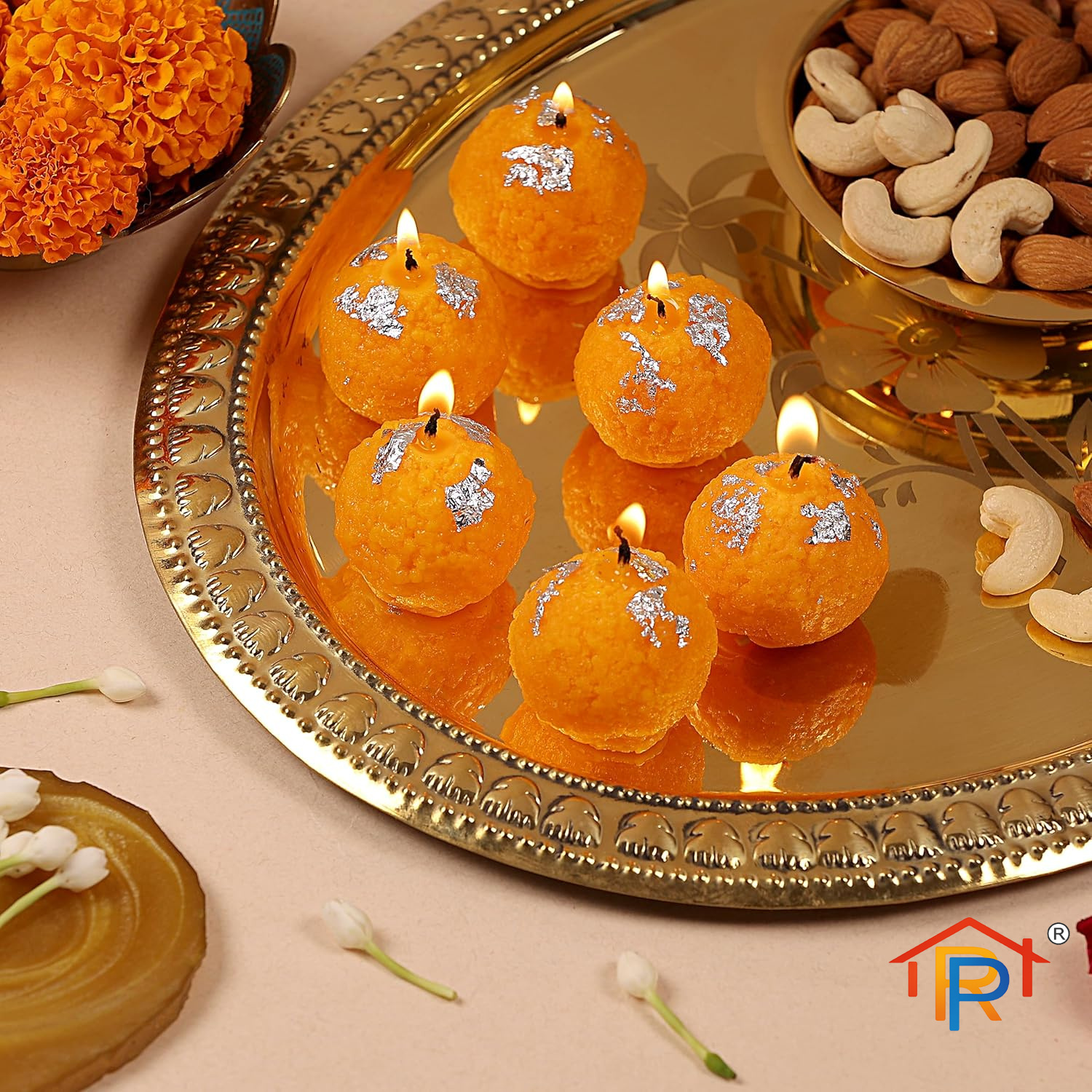 RP PoojaGhar Ladoo Glow Candle | Decorative Candle for Puja, Diwali & Festive Décor