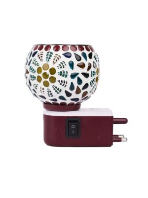 Ceramic Aroma Diffuser | Kapoor Dani Cum Night Lamp Multi Functional Essential Oil Camphor Burner For Fragrance With Switch On/Off Button For Heating Dn_17(Round)