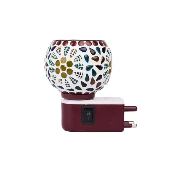 Ceramic Aroma Diffuser | Kapoor Dani Cum Night Lamp Multi Functional Essential Oil Camphor Burner For Fragrance With Switch On/Off Button For Heating Dn_17(Round)