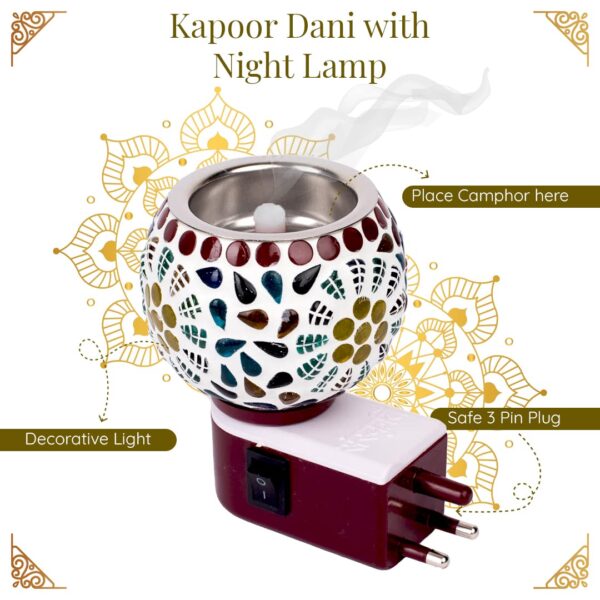 Ceramic Aroma Diffuser | Kapoor Dani Cum Night Lamp Multi Functional Essential Oil Camphor Burner For Fragrance With Switch On/Off Button For Heating Dn_17(Round)