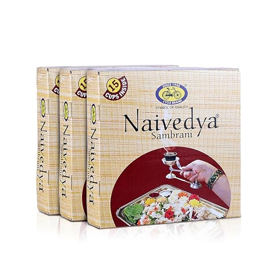 Sambrani Dhoop Cups for Pooja (45 pcs) | Havan Cups for Pooja, Home & Festivals | Natural Guggal Dhoop Original | Dhoop Cones | Pack of 3 (15 Cups/Pack + 1 Burner Plate/Pack)