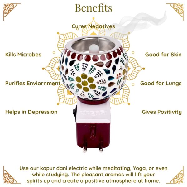 Ceramic Aroma Diffuser | Kapoor Dani Cum Night Lamp Multi Functional Essential Oil Camphor Burner For Fragrance With Switch On/Off Button For Heating Dn_17(Round)