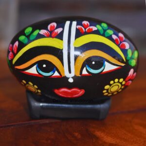 Painted Shaligram Stone for Pooja II Hand Painted II gandaki River II Approx. 2 inches (Multicolour Painted)