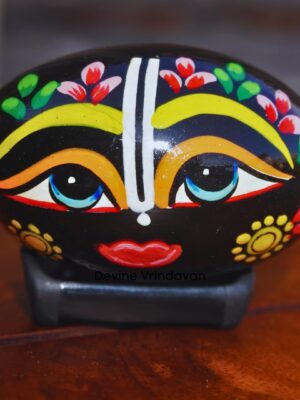 Painted Shaligram Stone for Pooja II Hand Painted II gandaki River II Approx. 2 inches (Multicolour Painted)
