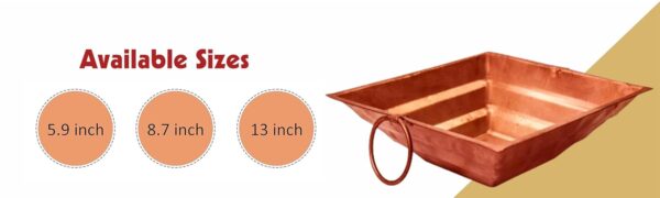 Pure Copper Hawan Kund for Poojan Purpose, Indian Cultural Religious Item Best for Home, Office.Copper,Brown,(13 x 13 Inch);Ach309