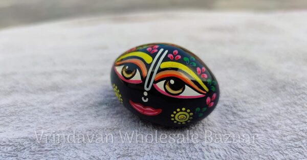 Painted Shaligram Stone for Pooja II Hand Painted II gandaki River II Approx. 2 inches (Multicolour Painted)