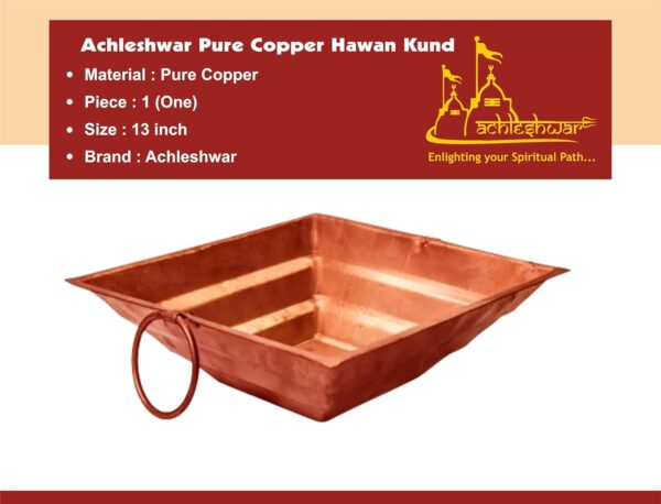 Pure Copper Hawan Kund for Poojan Purpose, Indian Cultural Religious Item Best for Home, Office.Copper,Brown,(13 x 13 Inch);Ach309
