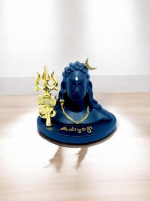 Lord Shiva Decorative Statue with Trishul, Black and Gold, 10 cm x 8 cm
