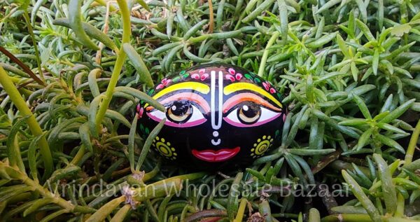 Painted Shaligram Stone for Pooja II Hand Painted II gandaki River II Approx. 2 inches (Multicolour Painted)